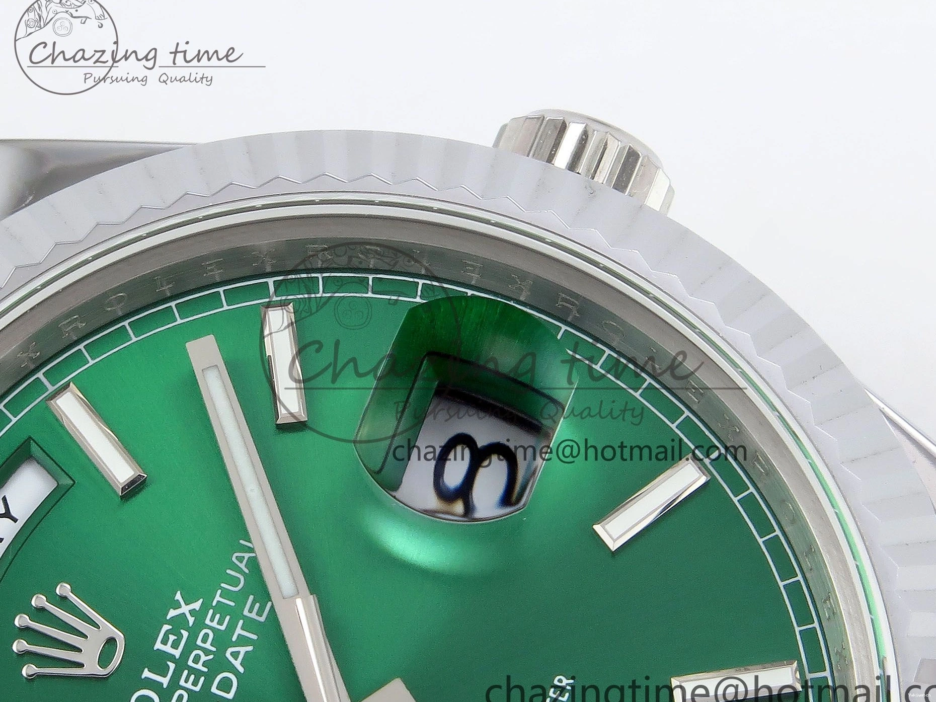 Stick Steel SS 40 Dial (Gain V3 Light JDF Weight) President Green DayDate on VR3255 904L Bracelet 0401